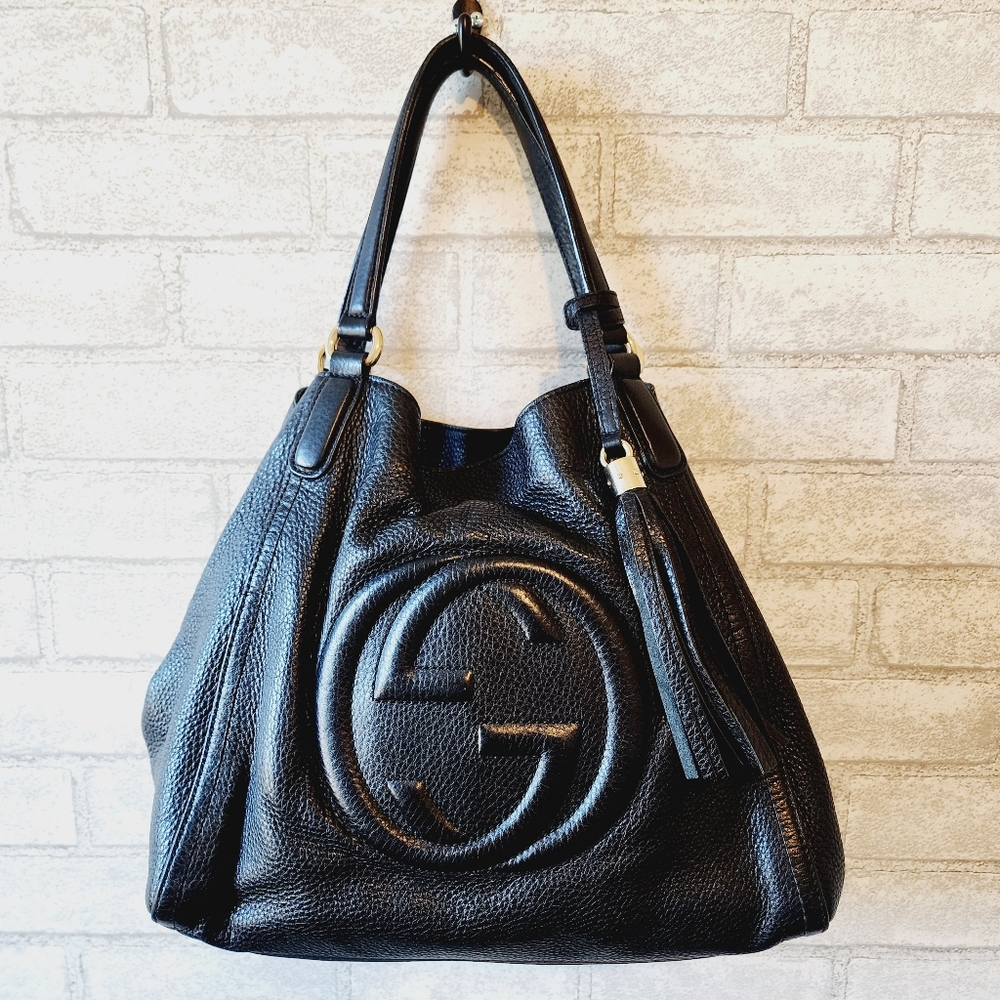 Gucci Black Leather Tote Bag
